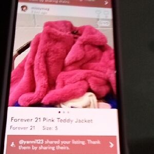 Forever 21 Vibrant Pink Teddy Coat